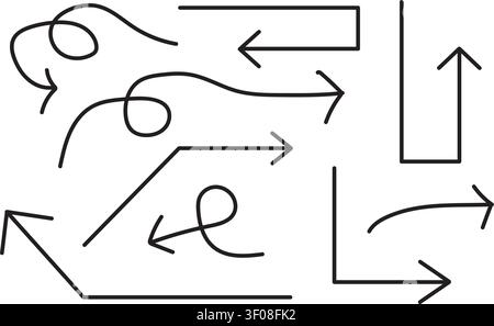 Arrows pointing in different directions on transparent background Stock Vector