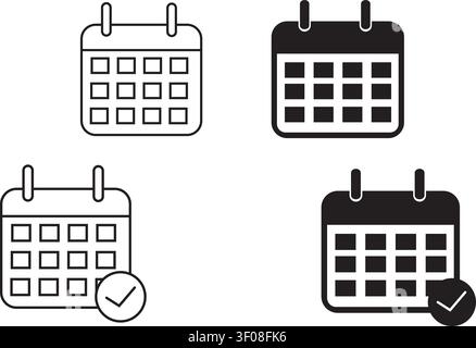 Calendar Icon , Simple Calendar Icon Vector Illustration and Event Schedule Sign Set Stock Vector