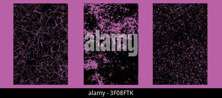 Collection of Pink Paint Brush Strokes on Black Background Stock Vector