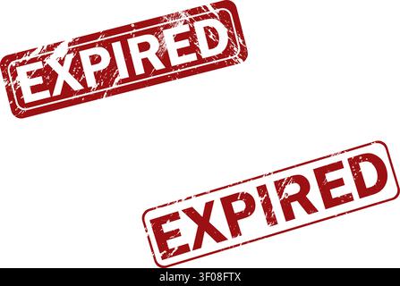 Expired stamp labels in red color Stock Vector