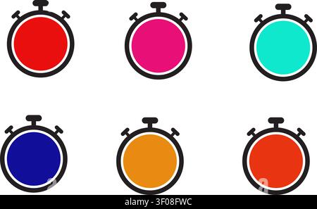 Colorful Stopwatches on Transparent Background. Stock Vector