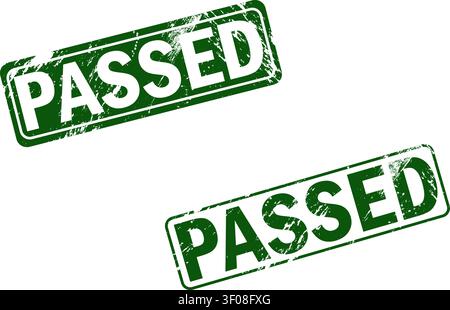 Two green stamps with the word PASSED Stock Vector