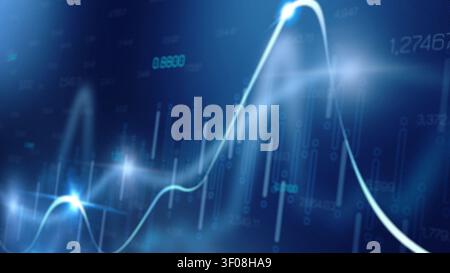 Stock exchange trading graph shows price changes over time with moving lines and data points Stock Photo