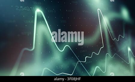 Stock exchange trading chart shows market trends and price movements over time Stock Photo