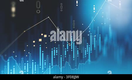 Stock exchange trading chart showing market trends and changes in values over time Stock Photo