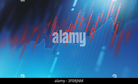 Stock exchange trading graph shows market trends and trading activity over time Stock Photo