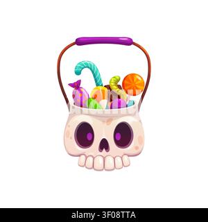 Halloween trick or treat candies and sweets bucket Stock Vector
