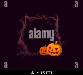 Halloween holiday photo frame with tree branches Stock Vector
