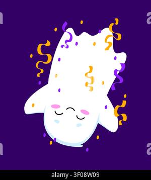 Funny Halloween kawaii ghost hanging upside down Stock Vector
