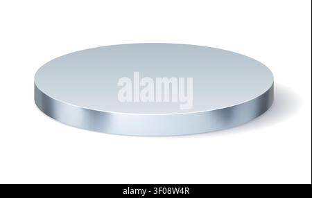 Podium, silver 3D stage platform, display pedestal Stock Vector