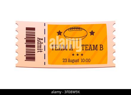 Sport ticket, American football game entry admit Stock Vector