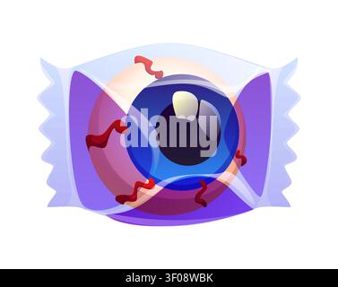 Cartoon jelly Halloween candy eyeball in wrapper Stock Vector