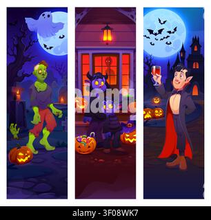 Happy Halloween holiday banners for horror night Stock Vector