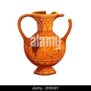 Broken vase, ancient ceramic pot, antique clay jar Stock Vector