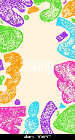 Playful light story frame with color crayon elements on a white background. Stock Vector