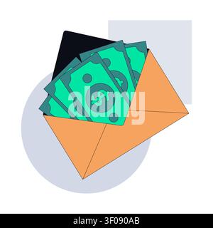 Bribe money in envelope 2D illustration concept Stock Vector