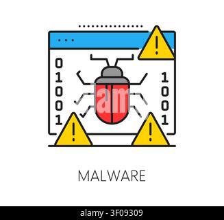 Software malware program code line icon or sign. Program code technology linear icon, application programing symbol. Computer system engineering sign Stock Vector
