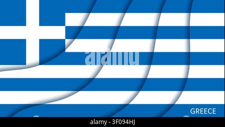 Greece paper cut flag for national March 25 Independence day holiday papercut banner. Flag of Greece in paper cut waves with national colors papercut background for Greek Revolution Day celebration Stock Vector