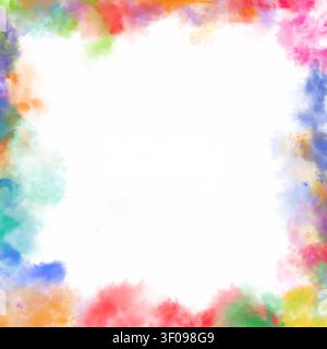Abstract background with a colourful hand painted watercolour border Stock Vector