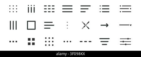 Hamburger menu button set, interface site navigation icons. Minimal dropdown navigation bar. Clean burger button design for mobile app interface with dropdown list functionality and UI elements. Vector illustration Stock Vector