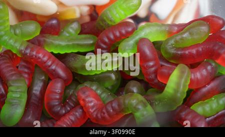 Colorful Gummy Worm Candy Close-Up Stock Photo