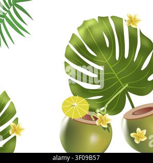 Tropical vacation ad banner template. Copy space Stock Vector