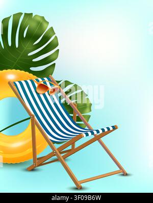 Tropical vacation social post template. Copy space Stock Vector