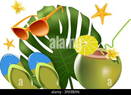 Tropical vacation ad banner template. Copy space Stock Vector