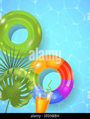 Social banner template for pool party. Copy space Stock Vector