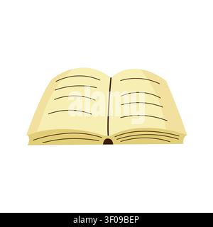 Flat simple illustration of an opened old book in vector Stock Vector