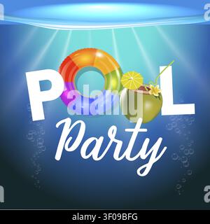Social poster for pool party with typography Stock Vector
