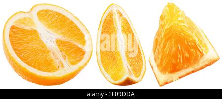Slices of orange isolated on white background. Stock Photo