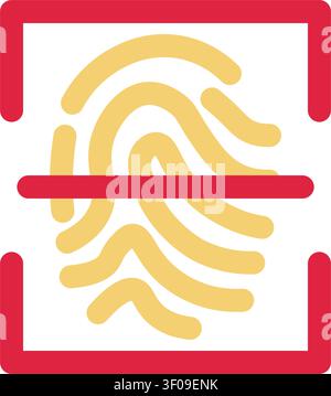Fingerprint icon symbolizing biometric authentication, identity verification, secure access, privacy protection, and digital security for mobile devic Stock Vector
