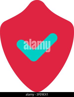 Security shield check icon symbolizing verified protection, trusted cybersecurity, secure authentication, successful validation, privacy, and digital Stock Vector