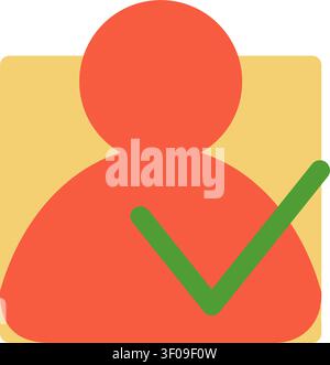 Verified user icon symbolizing successful identity confirmation, account approval, authentication, trusted membership, secure access, and digital veri Stock Vector