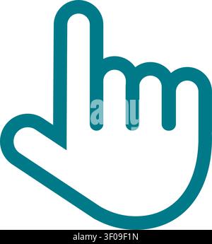 Hand pointer icon symbolizing touch interaction, tapping, clicking, user input, interface navigation, selection, and digital control for mobile applic Stock Vector