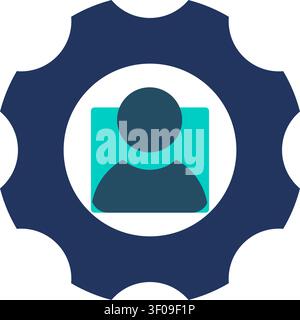 User settings gear icon symbolizing account management, profile customization, administration, permissions, configuration, authentication, and softwar Stock Vector