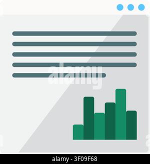 Statistics document icon symbolizing business reporting, financial analysis, performance metrics, data visualization, and analytical documentation Stock Vector