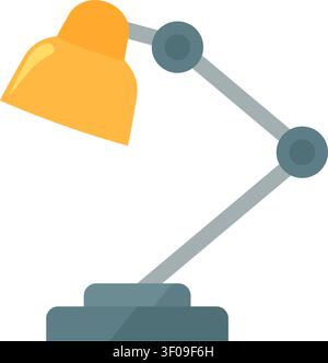 Desk lamp icon symbolizing workspace lighting, office equipment, reading, productivity, focus, and interior workplace organization for professional pr Stock Vector