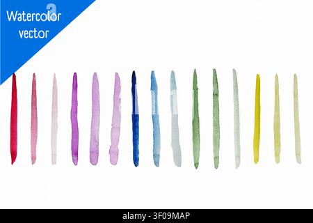 A Beautiful Collection of Watercolor Paint Strokes in Various Colors for Artistic Inspiration Stock Vector