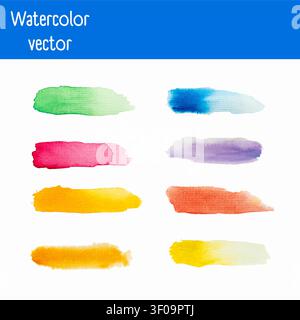 A set of Watercolor Paint Strokes in Various Colors for Artistic Inspiration Stock Vector