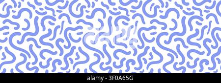 Vintage blue coral seamless background. Abstract organic shapes with fluid lines or wavy worms. Matisse inspired algae forms. Repeat pattern bg for te Stock Vector