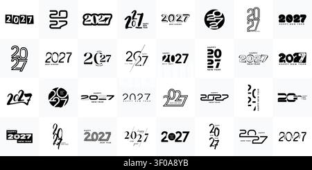2027 New Year logo set, happy New Year 2027 number icon Stock Vector