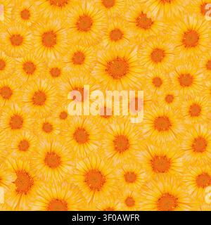 Yellow marigold flowers seamless pattern for summer event decoration and textile packaging Stock Photo