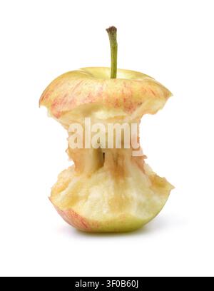 Front view of apple core isolated on white Stock Photo