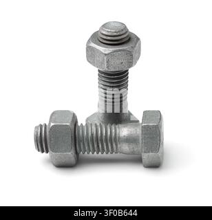 Steel bolts and nuts isolated on white Stock Photo