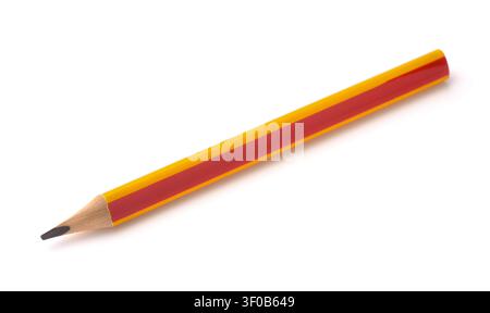Single red and yellow graphite pencil isolated on white Stock Photo