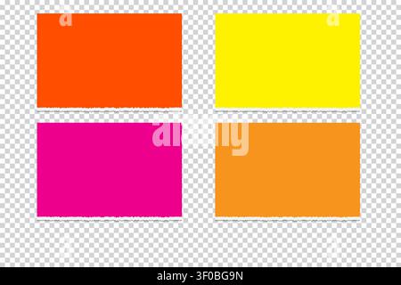 A torn paper design element with a ripped edge, overlaying a gray and white checkered transparent background pattern Stock Vector