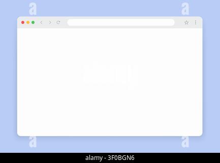 Blank Web Browser Window User Interface Mockup on Blue Background. Vector Illustration Stock Vector