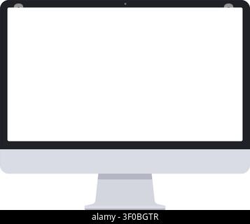 Flat Computer Monitor Device Icon Mockup, Isolated Vector Illustration Stock Vector